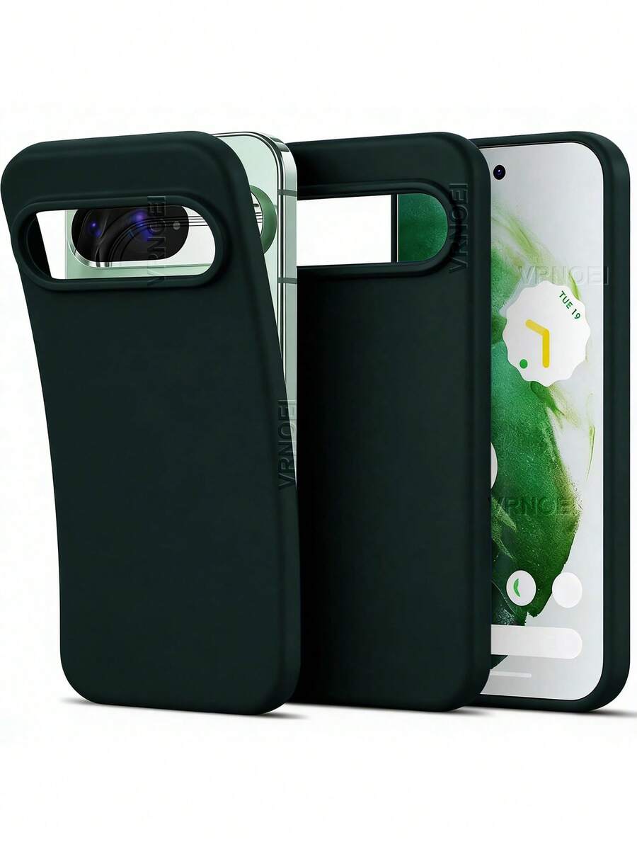 VRNOEI Solid Color Soft Case, Matte Back Shell, Compatible With Google Pixel 10 8A 8 7 7A 6A 6 9 Pro XL Phones, Protective Cover For Google 9 8 A 10 XL Phones - Dark Green - View 1
