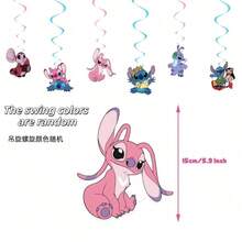 Disney 52个史迪奇主题拉旗蛋糕装饰插牌，生日派对装饰 - 彩色 - 查看 10