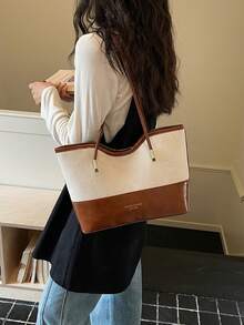 2026 New Arrival Vintage Style Tote Bag, Fashionable Casual Shoulder Bag With Large Capacity, Suitable For Commuting, European And American Imported Goods - Beige - View 4