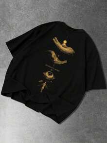 Manfinity Roughcore Men's Casual Short Sleeve Crew Neck T-Shirt With Creative And Versatile Playing Card Graphic Design - Black and White - View 5