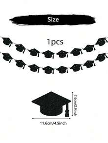 2个黑色毛毡毕业帽花环 - 2026届毕业生花环装饰 | 2026届毕业派对装饰，2026届毕业典礼装饰 - 查看 5