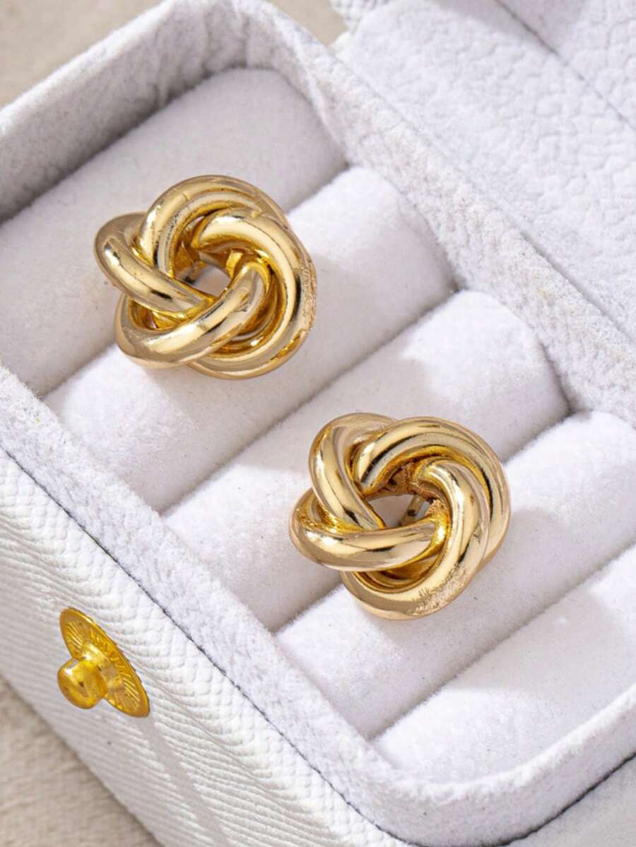 1 buah Anting-anting Modis dengan Desain Geometris yang Halus, Anting-anting Minimalis Elegan untuk Remaja, Cocok Sebagai Hadiah untuk Teman - Kuning - View 1