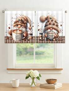 2pcs Coffee Dwarf Printed Curtains, Hanging Curtains, Coffee Dwarf Theme Curtain Valances, Decorative Background Cloth, Backdrop, Babe Shower Decoration, Birthday Decorations, Birthday Party Supplies, Birthday Gifts, Party Favors, Home Decoration, Room Decoration, Living Room Decoration, Bathroom Curtains, Office Decoration - Coffee Dwarf Print - View 4