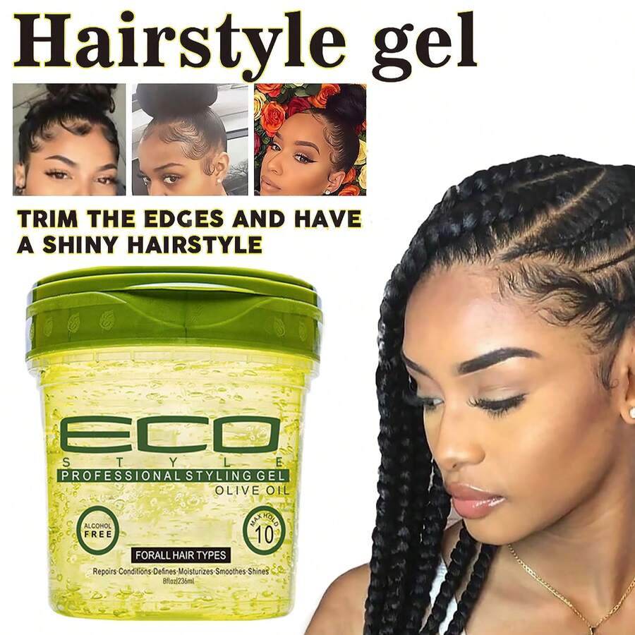 8 液体盎司专业橄榄油造型啫喱 - 滋养头皮，调理秀发，增添光泽，抚平分叉 - 轻盈质地，持久定型