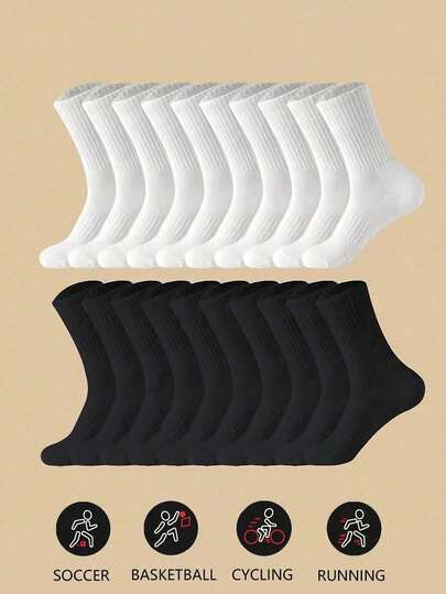 1/3/5/6/10 paires de chaussettes de sport ajustées noires et blanches pour femmes, chaussettes de course, chaussettes de cyclisme pour la cheville. Chaussettes confortables pour le port quotidien, chaussettes hautes décontractées et chaudes pour couple, convenant pour le port en famille