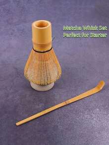 2件套竹制茶筅茶匙抹茶筅茶匙和茶勺泡茶工具返校季 - 彩色 - 查看 2