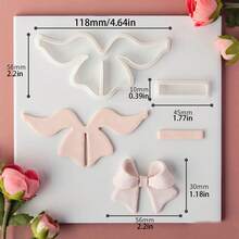3 Different Sizes Bow-Shaped Soft Clay Polymer Clay Cutting Molds For Earrings, Jewelry Making, Hair Clips, DIY Handicrafts - White - View 14