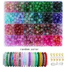 Kit de fabricación de joyas con 24/48 colores de cuentas de cristal de vidrio para pulseras, incluye materiales para hacer pulseras, collares, aretes, adornos de teléfono, llaveros, tobillos y manualidades de joyería (colores aleatorios) - Multicolor - Ver 8
