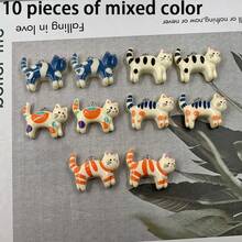 5/10pcs Resin Flat Flower Pendant, Realistic Animal Pet Cat Suitable For DIY Jewelry Making, Perfect For Party Accessories, Earrings, Necklaces, Bags - Random Colors - Multicolor - View 13