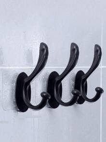 1/3/5/10pcs Black Metal Wall Hooks, Vintage Double Hooks Heavy Duty Door Hooks, Suitable For Hanging Towels, Hats, Keys, Cabinets, Bags, Nail Racks, Key Racks, Floating Shelves, Storage Racks, Suitable For Christmas Decoration, Applicable To Bedroom, Hanging Hooks, Wall-Mounted Racks, Wall Hooks, Key Racks, Wall-Mounted Key Racks, Key Hooks - Black - View 5