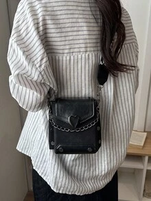 Retro Small Bag For Oily Skin, Double-Layer Large Capacity Phone Pouch, Coin Purse, Versatile Crossbody Bag - Black - View 6