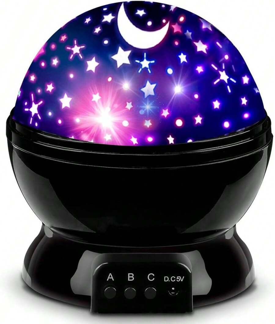 Projector Night Lights Kids, Birthday Gifts 1-4-6-14 Year Old Girl Boy Kids Bedroom, Glow In Dark Stars Moon Child Asleep Peacefully - Hồng - Xem 1