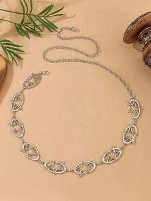 1 Piece Of Women's Western-Style Waist Chain, Hollowed-Out Pentagram Waist Accessory, Fashionable And Versatile Body Chain, Suitable Pairing With Sweater Dresses, Beach, Parties, Autumn, And Halloween. - Bạc - Xem 11