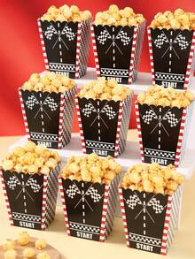 10pcs Racing Car Theme Popcorn Boxes, Checkered Flag Popcorn Containers Suitable For Racing Car Theme Birthday Party, Baby Shower Party, Candy Box, 1st Birthday Decoration, Gender Reveal Party Supplies, Boy Birthday Decoration, Disposable Paper Popcorn Buckets For Boys Kids Party Favors, Kitchen Tabletop Decor - Racing Theme - View 6