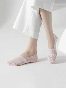 1/5/10 Pairs Women's Fashionable New Lace Flower Invisible Non-Slip Soft Boat Socks For Summer - Multicolor - View 7