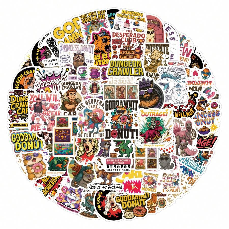 110Pcs Dungeon Crawler Carl Stickers Funny Dungeon Crawler Carl Book Stickers Dungeon Crawler Carl Merch Vinly Waterproof Stickers For Water Bottle,Computer,Laptop,Phone,Luggage,Notebook,Fridge