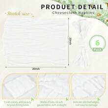 6/12/24pcs Cream Balinese Cheesecloth Napkins Decor, Suitable For Outdoor Events Such As Weddings, Bridal And Baby Showers, Birthday Parties, Mother's Day, Home Decor, Family Gatherings, Banquets, Receptions, Buffets, Picnics And Various Theme Parties. - Multicolor - View 23