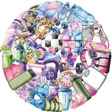 50 piezas Pegatinas vintage de dibujos animados transparentes, lindos y con graffiti de fitness y deportes, para manualidades DIY, guitarra, taza, casco, decoración creativa de vacaciones papelería libro de sticker estikers - por defecto - Ver 2