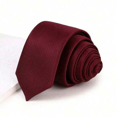 1pc Fashion Casual Burgundy Korean Style 2.8 Inch Necktie, Business Formal Tie For Men & Women, Wedding/Graduation Gift