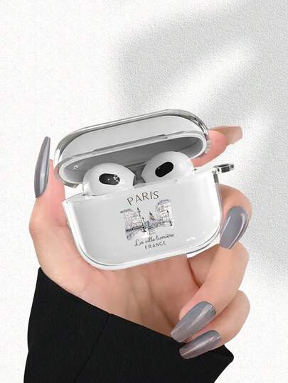 巴黎风景图案透明耳机保护套，时尚百搭，适用于 2/3/4/Pro/Pro2/Pro3，适合作为生日或节日礼物送给家人、朋友或自己。