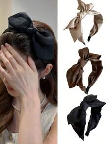 3条装女士时尚缎面蝴蝶结发带，适合日常佩戴，居家、洗脸、上学、海滩、办公室、派对、节日、生日、返校、新年、母亲节礼物等场合。 - 彩色 - 查看 7