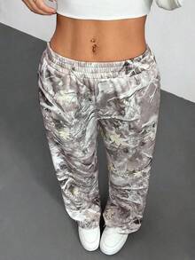 PETITE Western Wear Women's Branch Print Loose Sweatpants For Summer - 灰色 - 查看 5