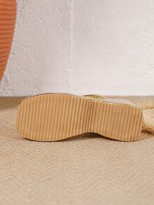 Giày sandal đế dày viền vàng thời trang nữ, kiểu dáng tối giản, thanh lịch, thích hợp cho kỳ nghỉ, tiệc tùng, dép cao gót mùa xuân/hè. - Vàng - Xem 6