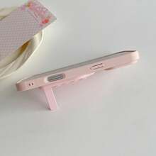 (Follow The Store And Collect The Product To Get A Free Lanyard) 1pc Suction Cup Holder Phone Case, Solid Color Liquid Silicone Phone Case Compatible With Samsung, 11/12/13/14/15/16 Pro Max, S22/23/24/S25+ UA04/A05/A14/A15/A24/A25/A34/A54 SA56/A36/A26, Cute Design - Pink + Suction Cup Holder - View 3