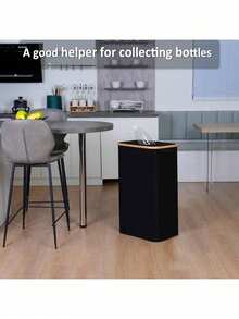 Bamboo Frame Deposit Bottle Recycling Bin, Recycling Bin, 100L Large Capacity Trash Can, Laundry Basket, Foldable Beverage Bottle Storage Basket, Suitable For Home, Kitchen, Bathroom, Storage Room, Living Room, Can Store Bottles And Cans, Bathroom, Kitchen, Living Room Accessories, Holiday Gift - Multicolor - View 6