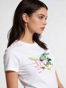 Japanese Anime Character T-Shirt With Cute MIKU Print, Summer 2024, For Women And Men, 3D T-Shirt, Street Fashion, Casual Style, Short-Sleeved Tops, Men's Blouses - 白色 - 查看 3