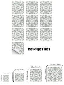 10 miếng dán tường tự dính họa tiết gạch Ma-rốc, kích thước 3.5-11 inch vuông, chống thấm nước và dầu mỡ, thích hợp trang trí nhà bếp, phòng tắm, nhà cho thuê. - Giấy dán tường phim pha lê Bohemian - Xem 3