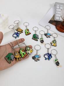 14pcs Cartoon Keychain Anime Keyring, Women Bag Accessory, Flat Casual Cartoon Iron Alloy Keychain - 14 Pieces/set - View 2