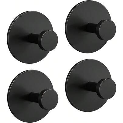 1/2/4 Pcs Matte Black/Silver Stainless Steel Wall Mounted Towel Hooks - Heavy Duty, Holds Up To 12 Lbs, Easy Installation, Modern Minimalist Design, Suitable For Bathroom, Bedroom Or Any Space, Bathroom Towel Rack
