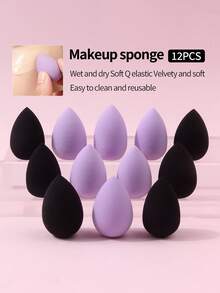 Bộ 12 miếng mút trang điểm mini dành cho nữ năm 2026, mềm mại, đàn hồi, có thể tái sử dụng, dùng cho kem nền và che khuyết điểm, trang điểm hàng ngày. - Nhiều màu - Xem 2