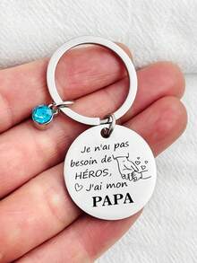1个不锈钢钥匙扣 - “我不是英雄，爸爸”，贴心的父亲节礼物，包包挂饰，钥匙链配件 - 彩色 - 查看 11