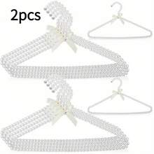 1/2/5/10 Piezas Elegante Percha de Ropa con Cuentas de Perla Blanca de 16 Pulgadas con Lazo de Cinta, Adecuado para Vestidos de Novia, Chaquetas y Camisas - Blanco - Ver 12