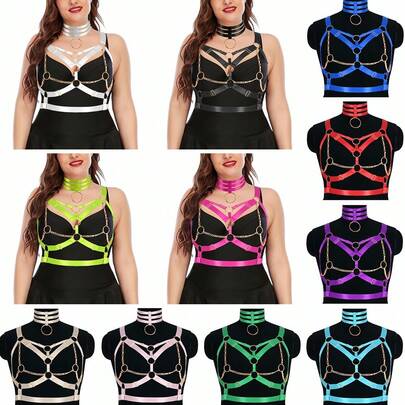 Bộ dây đeo toàn thân cỡ lớn, co giãn, có ren, được trang trí cầu kỳ, phù hợp cho các buổi tiệc rave và làm đồ lót.