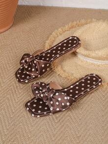 Sandal Wanita Model Baru 2026, Sandal Selop Wanita Gaya Retro Minimalis dengan Ujung Persegi - Coklat - View 4
