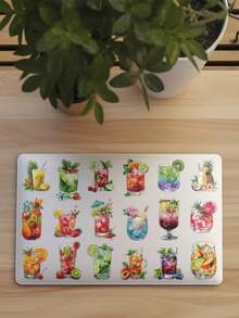 50pcs Summer Drinks Stickers For Luggage, Laptop, Scrapbook, Desktop, Room Storage Box, Decor DIY Transparent Stickers Scrapbook Supplies Scrapbooking - Summer Drinks - View 4