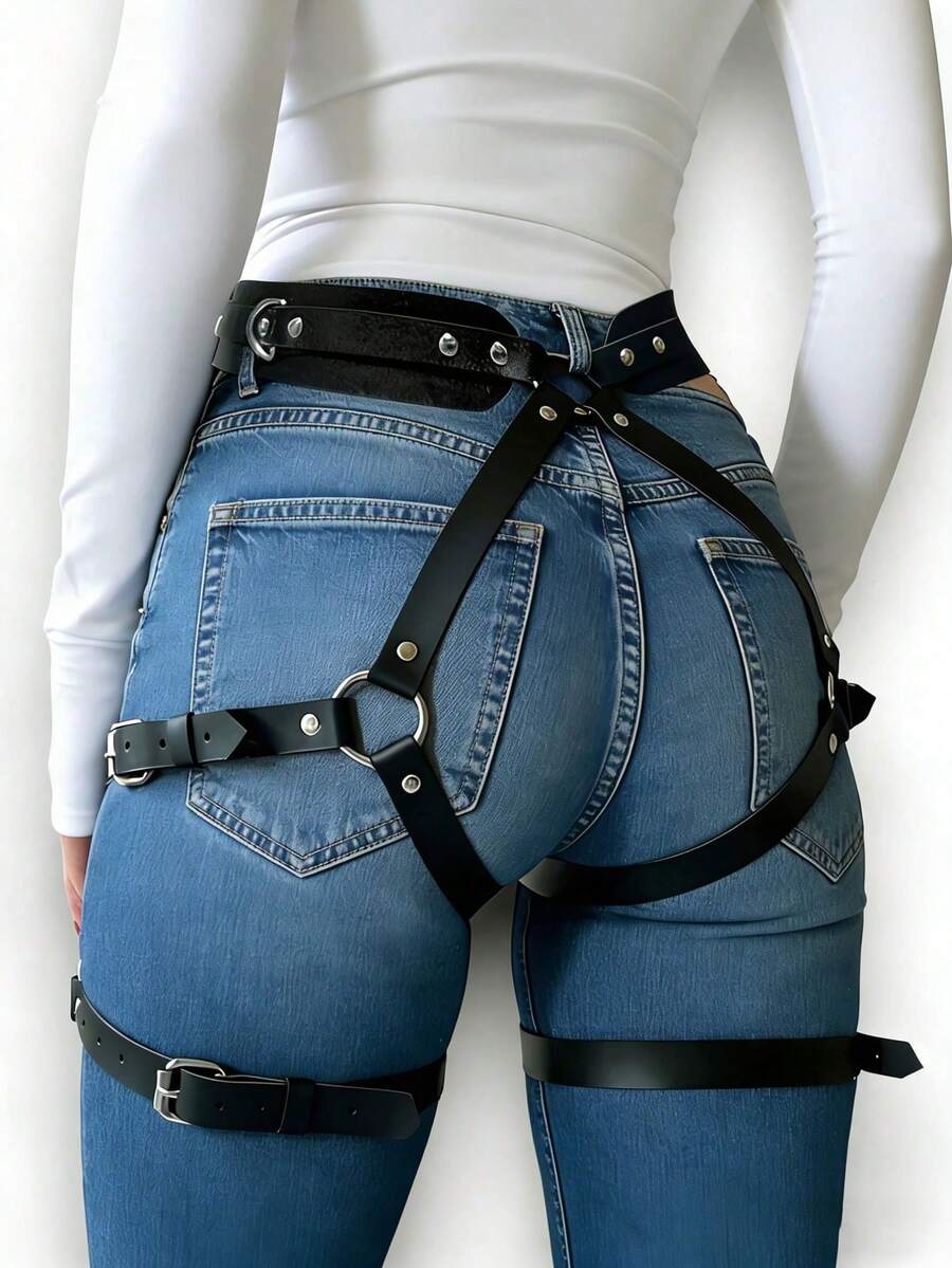 Women's Sexy PU Leather Harness Belt Gothic Street Style Thigh Harness Punk Adjustable Waist Belt For Party & Friends Gathering - 彩色 - 查看 1