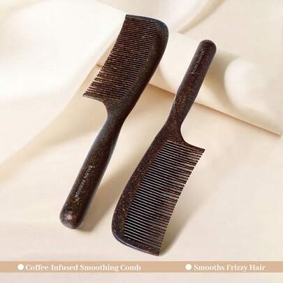 1pc Materials Detangling Comb, Coffee Grounds Coconut Shell Material Hair Brush– Anti-Static Smoothing Brush For Women, Adults, For All Hair Types, Tangled, Curly, Wet Hair, Home & Travel – Perfect Earth Day, Birthday, Mother's Day, Christmas, Valentine's Day Gift For Her, Friend, Sister, ( Material, Plant-Based Handle, Gift) ﻿ ﻿