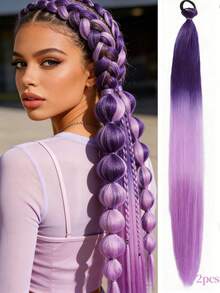 WIGGAGA Football Cup Music Festival Inspired Women's Vacation Outfit, Valentine's Day Summer Wear, 26" Colorful Braided Ombre Wig Suitable For Music Festivals, Halloween, Christmas - Multicolor - View 9