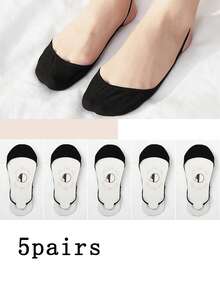 5双装女士半趾隐形衬垫袜，超薄透气半脚袜，防滑后跟，适合搭配高跟鞋、平底鞋和凉鞋 - 彩色 - 查看 14