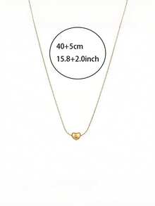 1 chiếc dây chuyền hình trái tim mạ vàng 18K tinh tế dành cho nữ, trang sức sang trọng phù hợp cho công sở và trang phục thường ngày. - Vàng - Xem 3
