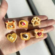 3pcs/6pcs Cartoon Toast Resin Refrigerator Magnets, Creative Magnetic Stickers, Cute Decorative Magnets, Personalized Fridge Magnets, Suitable For Kitchen, Office, Whiteboard, Storage Cabinet And Dishwasher, Kitchen & Home Decor, Party Favors - Multicolor - View 3