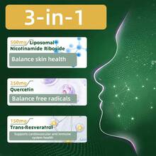 Niacinamide Ribonucleotide Supplement - Contains Quercetin And Trans-Resveratrol - Suitable For Both Men And Women - Helps Maintain Healthy Skin - 80 Capsules - 1 Bottle - View 3