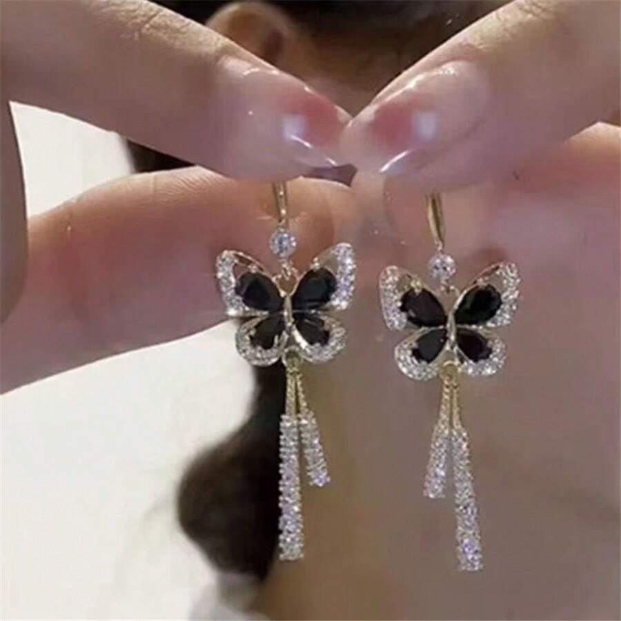Butterfly Earrings For Women, New Arrival Luxury Micro-Inlaid Elegant Versatile Earrings, Niche Design - Gold - View 1