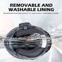"Casco Abatible para Moto con Bluetooth y Luz LED – Certificación DOT,  y Tecnología Avanzada" - Negro1 - Ver 7