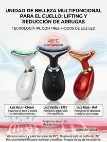 Masajeador Cuello IPL 3 Colores EMS Adios Papada Efecto V-Shape Calor 45C Nutricion Piel Radiante Padrisimo Regalo Mama Neta Chula Gua Sha Electrica Firmeza de Volada Negro Blanco Rojo - Ver 4