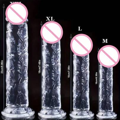4 tamaños de Dildo realista con ventosa y pene transparente - Enorme tapón anal de gelatina transparente para hombres, mujeres y adultos - Juguetes sexuales para el placer!